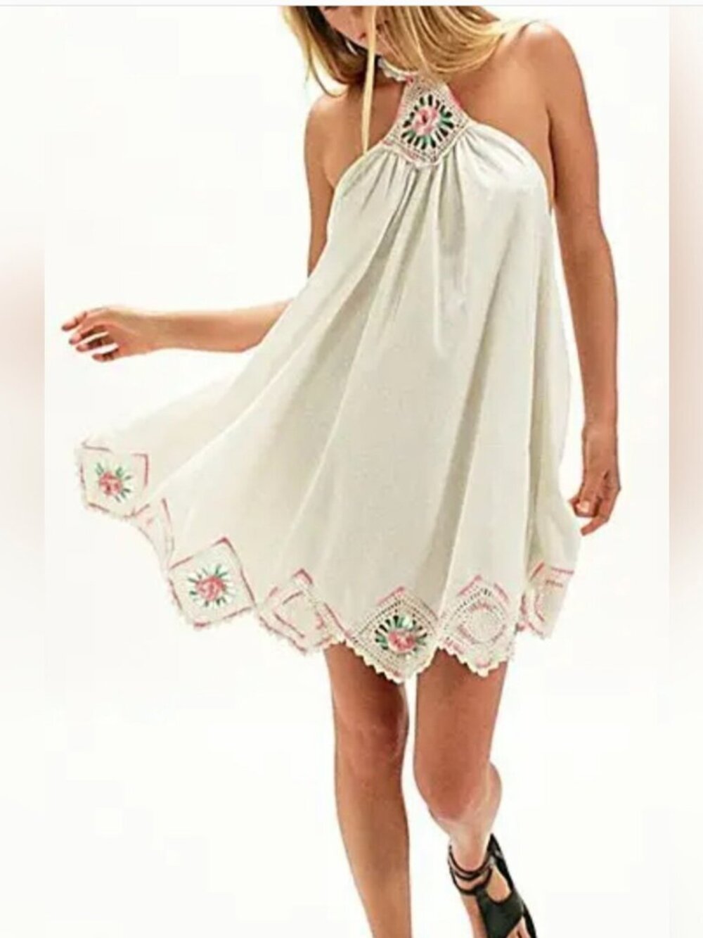 Free People NWT Bohemian Style Garment Crochet Mini Dress size S